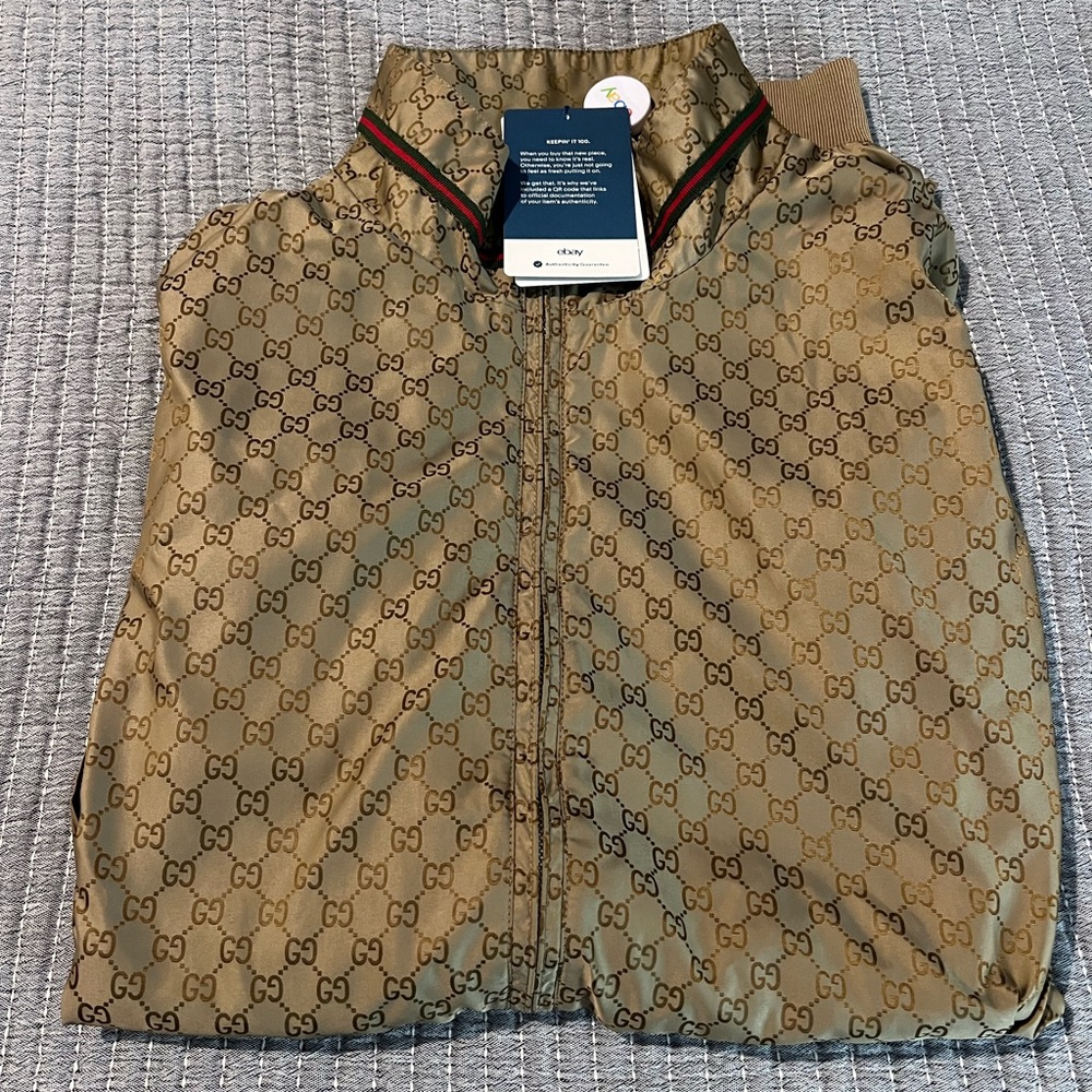 Mint Gucci Monogram Jacket with G Accents G54 fits like a USL